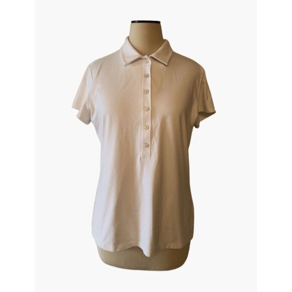 J. McLaughlin Polo Style Top Women's Size Large Off White Catalina Cloth Top Exc - Picture 2 of 7